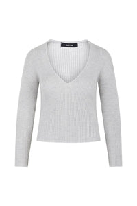 Deep V-Neck Sweater in ribbed knit