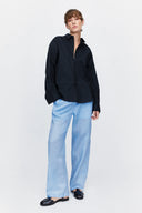 Boyfriend Shirt in Black Taffeta