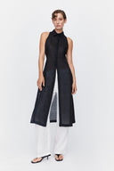 Breeze Dress in Black Ramie