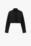 Crop Shirt in Black Taffeta