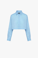 Crop Shirt in Azure Ramie