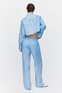 Crop Shirt in Azure Ramie