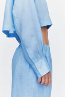 Crop Shirt in Azure Ramie