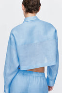 Crop Shirt in Azure Ramie