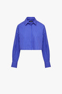 Crop Shirt in Indigo Stripes