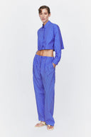 Crop Shirt in Indigo Stripes
