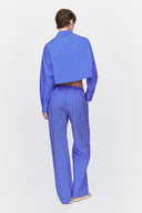 Crop Shirt in Indigo Stripes