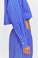 Crop Shirt in Indigo Stripes