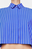 Crop Shirt in Indigo Stripes