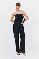 Scarf Top in Black Poplin