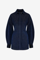 Denim Volume Shirt Dress in Gradient Denim