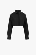 Super Crop Shirt in Black Poplin