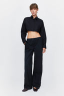 Super Crop Shirt in Black Taffeta