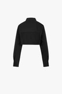 Super Crop Shirt in Black Poplin
