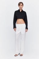 Super Crop Shirt in Black Poplin