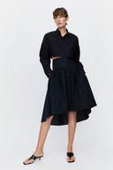 Super Crop Shirt in Black Taffeta
