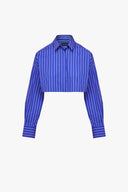 Super Crop Shirt in Indigo Stripes