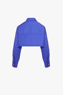 Super Crop Shirt in Indigo Stripes
