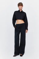 Oversize Trousers in Black Poplin