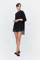 T-Shirt Dress in Black Ramie