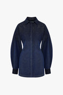 Denim Volume Shirt Dress in Gradient Denim