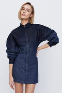 Denim Volume Shirt Dress in Gradient Denim