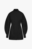 Volume Shirt Dress in Black Poplin