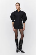 Volume Shirt Dress in Black Poplin