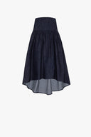 Denim Volume Skirt in Solid Denim