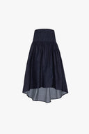 Denim Volume Skirt in Solid Denim
