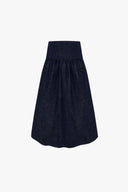Denim Volume Skirt in Solid Denim