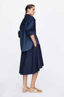 Denim Volume Skirt in Solid Denim