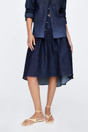 Denim Volume Skirt in Solid Denim