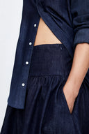 Denim Volume Skirt in Solid Denim