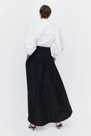 Long Volume Skirt in Black Taffeta