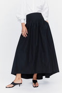 Long Volume Skirt in Black Taffeta