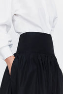 Long Volume Skirt in Black Taffeta