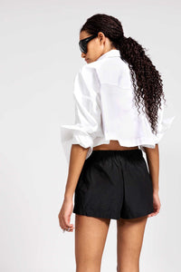 Camicia crop in popeline di cotone