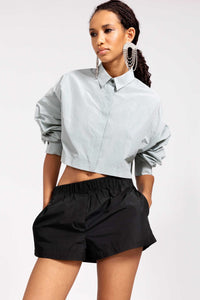 Camicia crop in taffeta