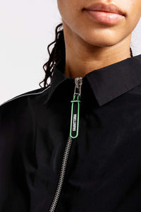 Zipped Dress in Black Taffeta